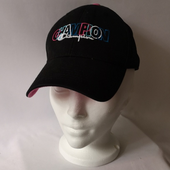 Women's Champion Baseball Hat, Adjustable Strap, Embroidery Logo Pink Underside - Picture 1 of 6